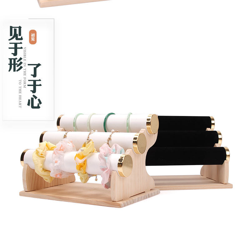 Solid Wood Gold Bracelet Bracelet Display Stand Watch Head Flower Hair Band Necklace Jewelry Storage Rack Live Broadcast Display Props