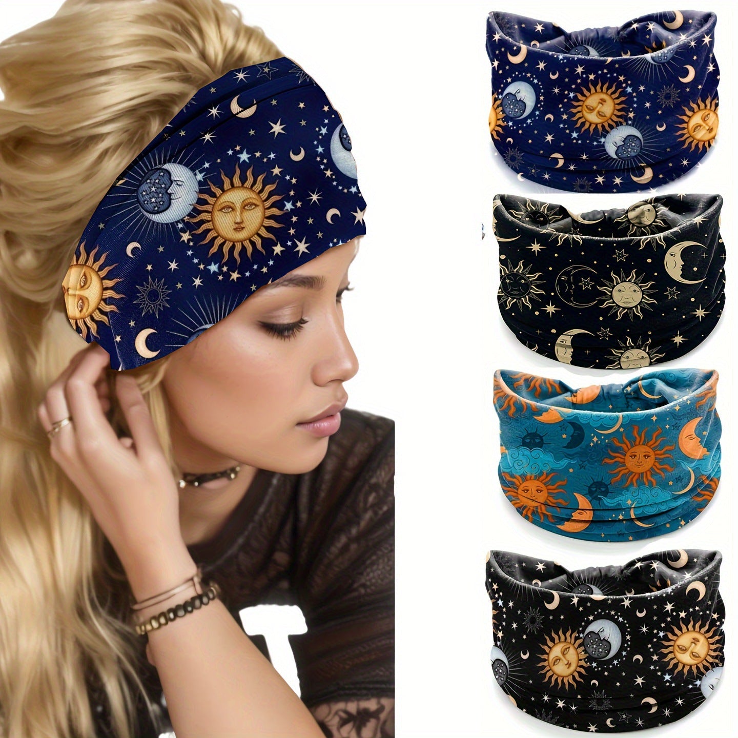 TEMU Cross-border Explosions Fashion Hair Accessories Wide-brimmed Bohemian Yoga Fabric Hair Band Antisweat Sweat Absorbing Stretch Cotton