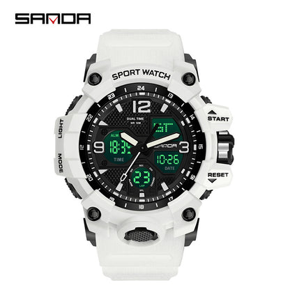 Sanda Hot-Selling Watch Korean Version Student Party Multi-Functional Waterproof Alarm Clock Electronic Watch Cool Dual Display Luminous Sports Watch