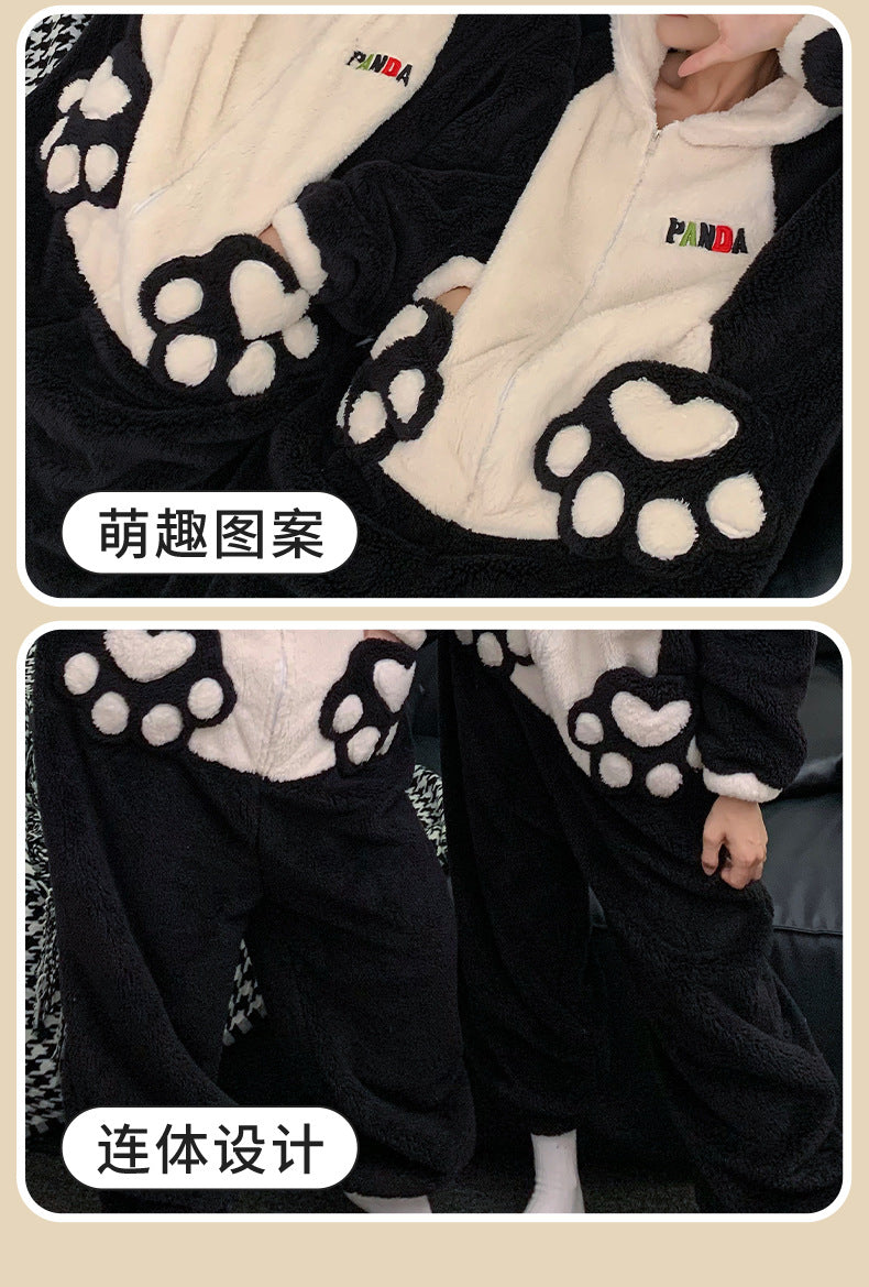 Kigurumi Adults Winter Sleepwear Women Men Pajamas Animal Onesie Thicken Couples Pijamas Cartoon Night Wears For Women Homewear