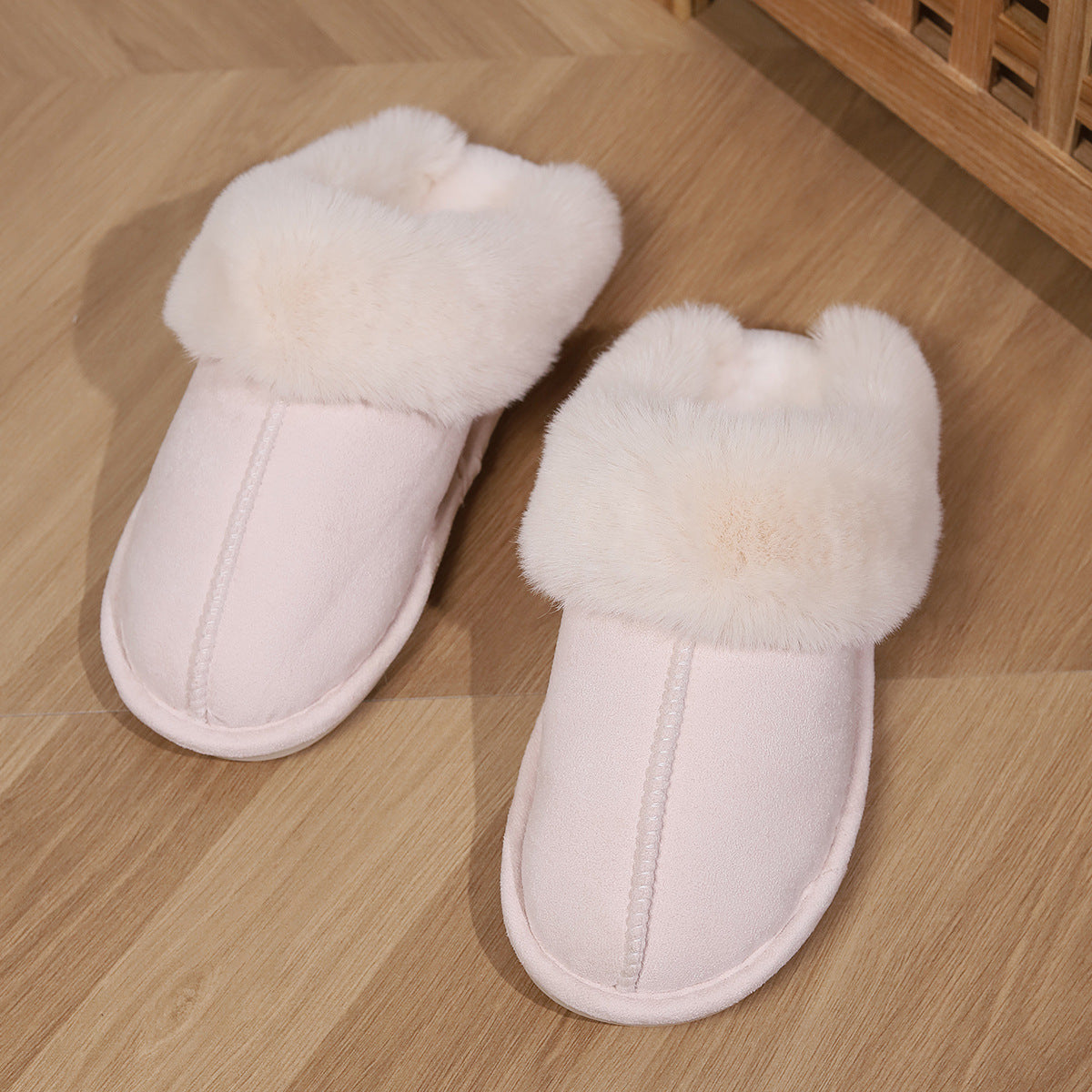 Shevalues Fashion Fur Slippers Women Fluffy Winter House Shoes Memory Foam Fuzzy Slippers Short Plush Slipper Indoor And Outdoor