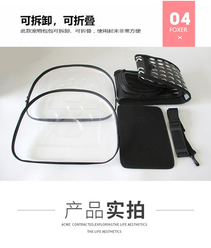 Cross-Border Direct Supply Amazon Pet Bag Portable Transparent Cat and Dog Backpack Foldable Breathable Portable Cat Bag