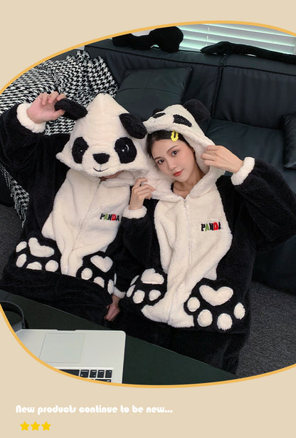 Kigurumi Adults Winter Sleepwear Women Men Pajamas Animal Onesie Thicken Couples Pijamas Cartoon Night Wears For Women Homewear