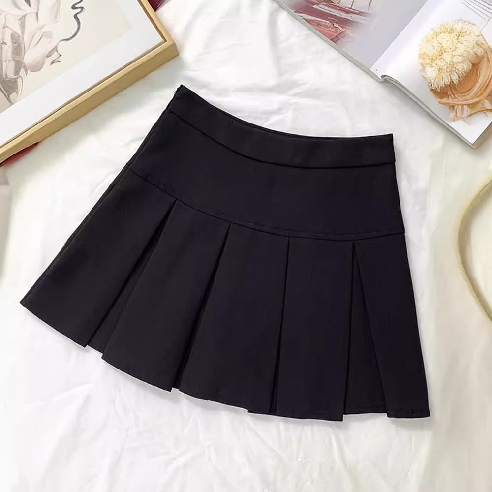 Grey Pleated Skirt Women's Spring and Autumn High Waist Skirt Design Sense Slimming All-match Anti-glare A- line Skirt 2024 New Style