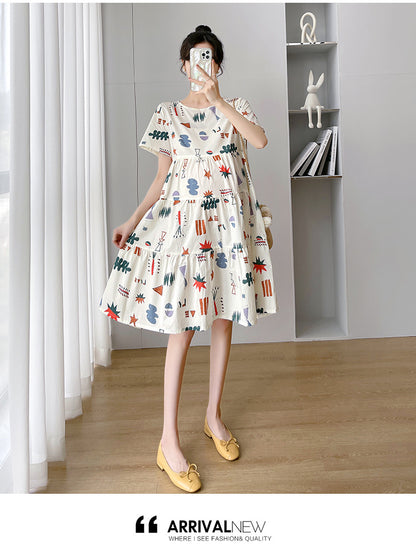 Maternity Summer dress 2024 New Fashion Western Style Loose Pregnant Women dress Hot Mom Loose Pregnant Women Skirt