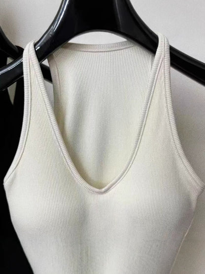Breast Cover Beautiful Comes with Chest Pad Camisole Women's 2024 New Style Inner Wear Beautiful Back Slim-fit Slim-fit Neck Top