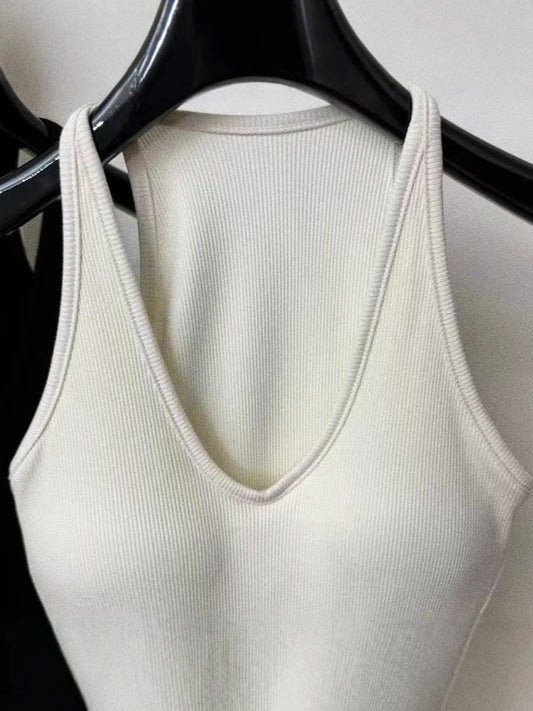 Breast Cover Beautiful Comes with Chest Pad Camisole Women's 2024 New Style Inner Wear Beautiful Back Slim-fit Slim-fit Neck Top