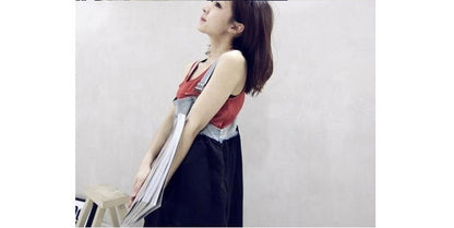 2024 Summer New Korean Style plus size Loose Fashionable Casual Denim Stitching Chiffon Strap Denim dress Women