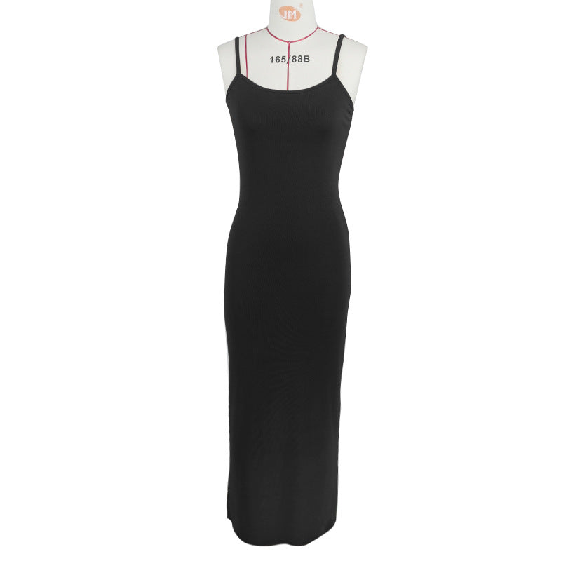 Source Factory Amazon Summer New Women's Dress European and American Solid Color Dress Comfortable Casual Sling dress