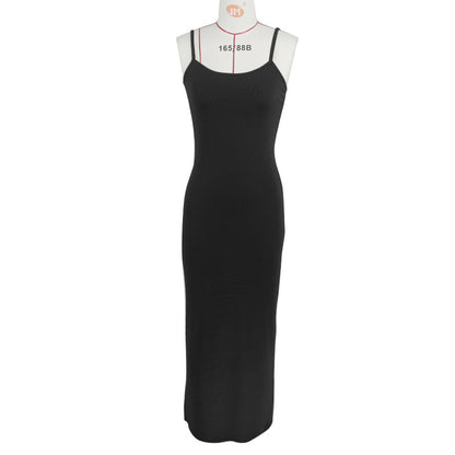 Source Factory Amazon Summer New Women's Dress European and American Solid Color Dress Comfortable Casual Sling dress