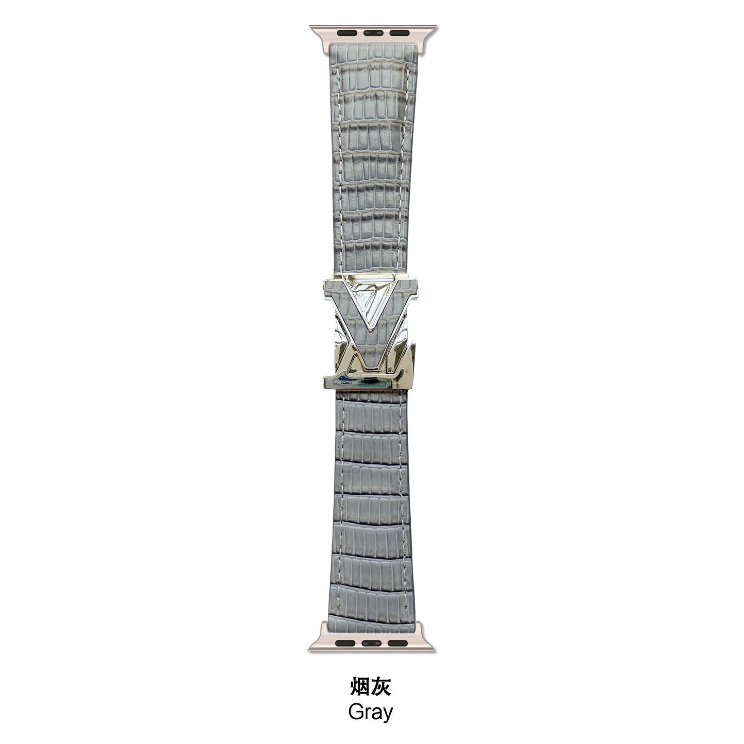 Suitable for Apple Watch 678910 Generation V-Shaped Magnetic Buckle Strap iWatch S11 Lizard Pattern Plaid Leather Wristband