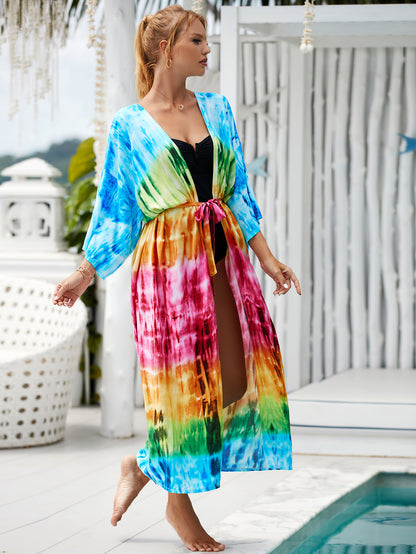 2023 New European and American Cotton Print Beach Jacket Sexy Sun Protection Cardigan Holiday Bikini Overshirt Women