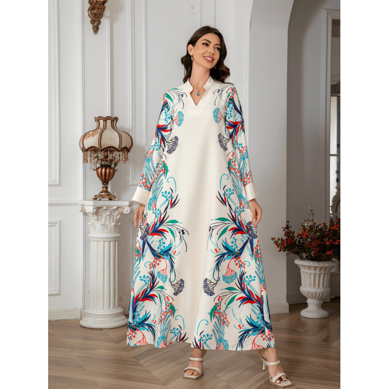 Sw0814 Cross-Border Women's Clothing Long Robe European and American Women's Long Dress Abayas Cross-Border Women's Clothing