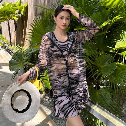 Swimsuit Women's Split Three-piece Set Conservative plus size chubby girl Cover Flesh Slim Sexy 2025 New Long-sleeved Hot Spring Swimsuit