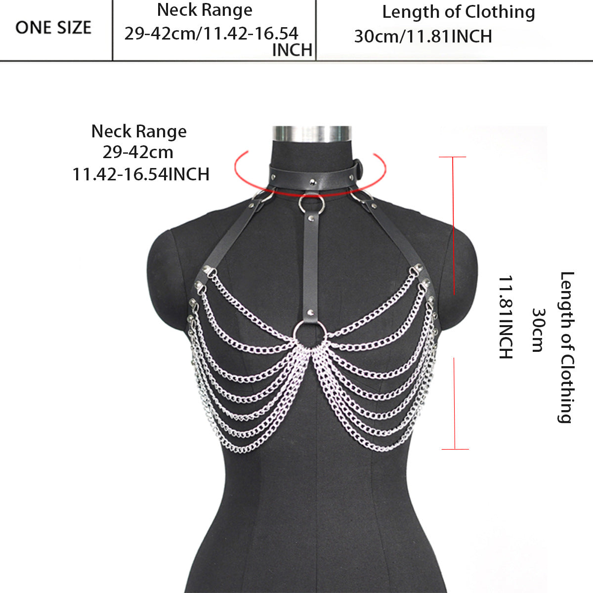 New Cross-Border European and American Sexy Concave Shape Chest Chain Sexy Collar Chain Leather Restraint Nightclub Clothing Accessories