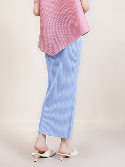 Miyake Simple Solid Color Skirt 2024 Spring and Summer New Pleated Straight Skirt Slimming Look Covering the Crotch Work Clothing Style Hip Skirt