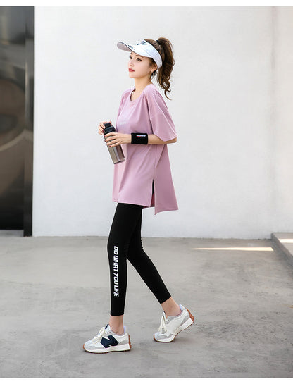 Sports suit Women's Yoga Fitness Clothes Running Gym Summer Breathable plus size chubby girl Belly Covering Slim Loose