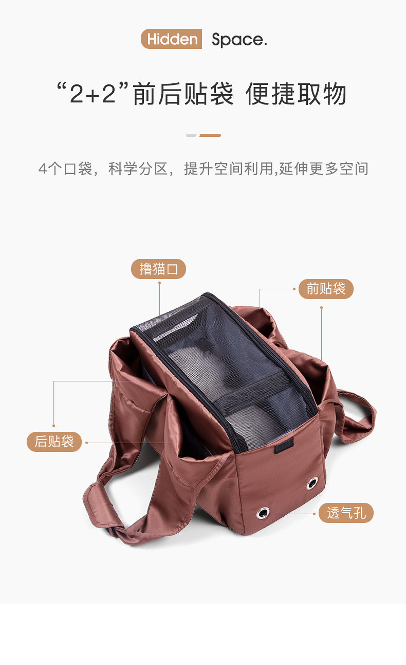 Cat Bag Outgoing Portable Pet Bag Large Capacity Breathable Cat Backpack with Dog One-Shoulder Handbag Soft
