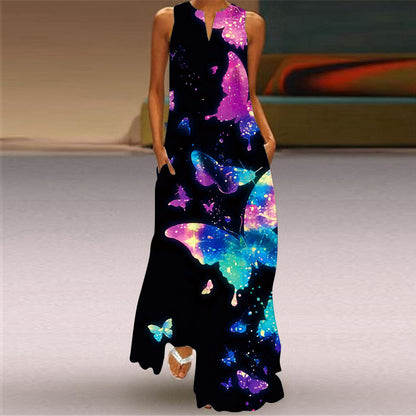 Cross-Border Women's Clothing Amazon Ebay 2026 New European and American Spring and Summer Fashion Printed Sexy Pocketed Long Dress