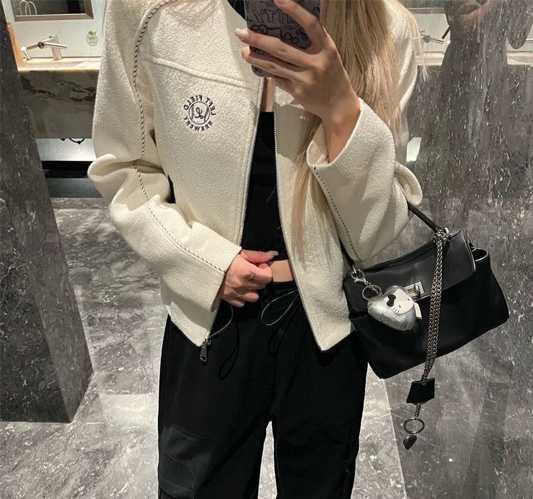 Red Rabbit og Fragrant Embroidered Baseball Coat Women's New All-match Slim-fit Slimming Casual Top