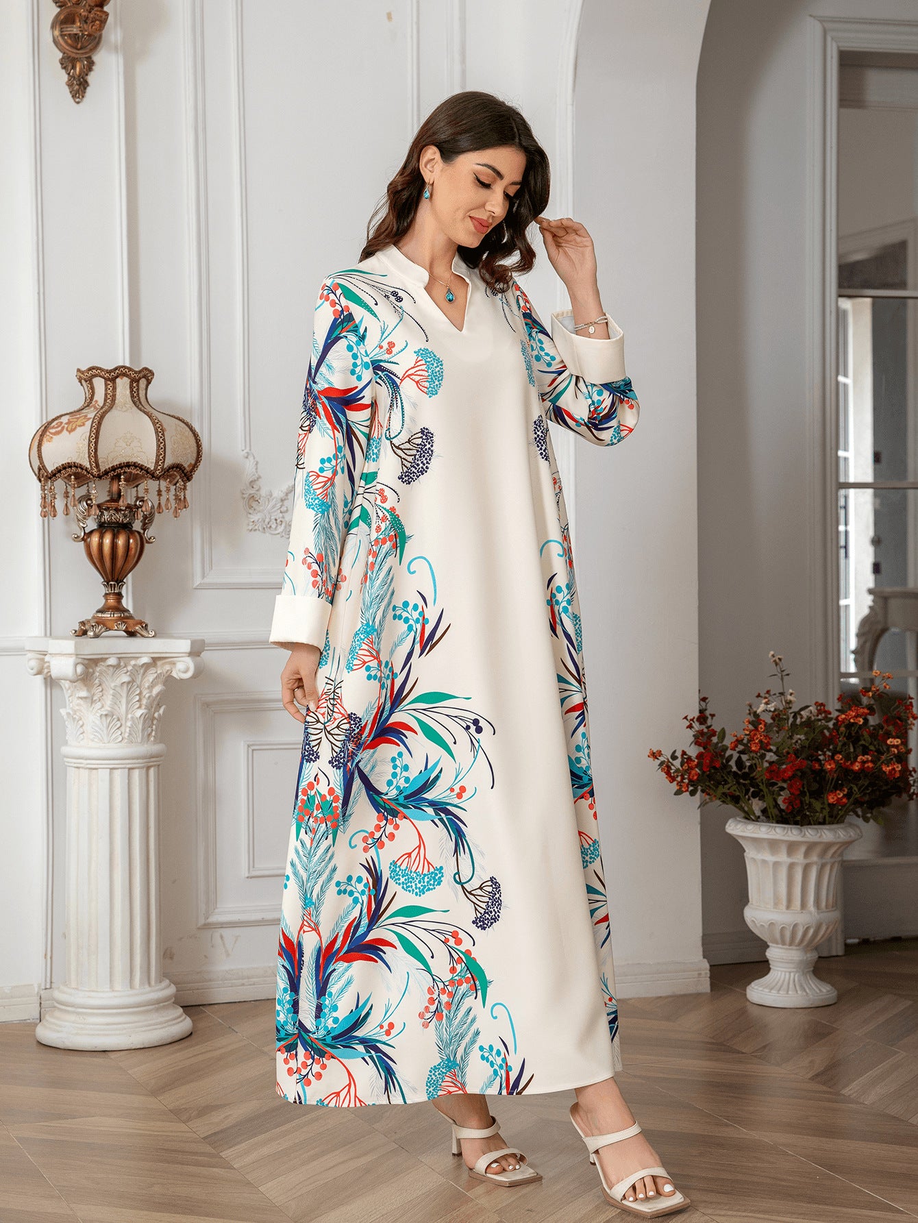 Sw0814 Cross-Border Women's Clothing Long Robe European and American Women's Long Dress Abayas Cross-Border Women's Clothing