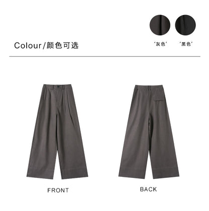 Sanding Thickened Flangable Wide Leg Pants Women's Autumn and Winter Washed Cotton Casual Pants Loose Lazy Slimming Wide Leg Pants