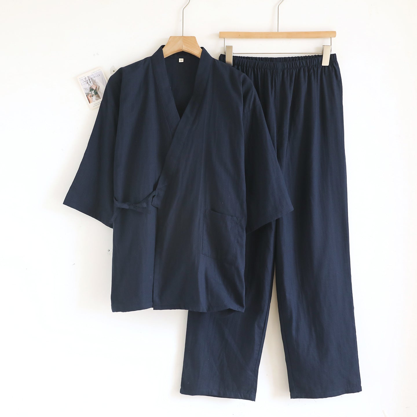 Kimono Robes Pajamas Set for Spring Autumn and Summer Thin Men's Cotton Loose Fit Large Size Half Sleeve Sleepwear Set