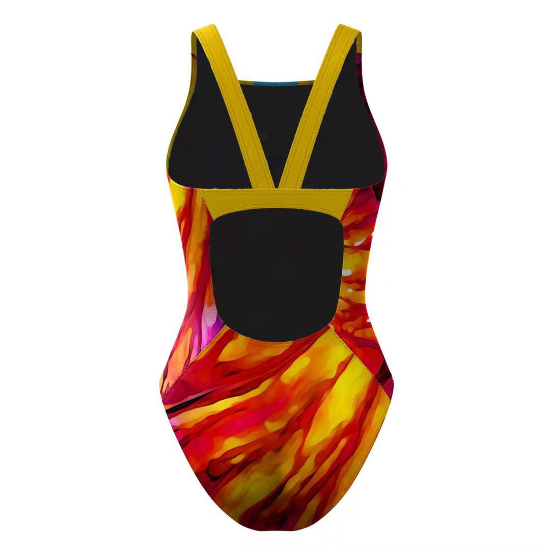 2025 new European and American one-piece bikini cross-border digital printed swimsuit AliExpress tight racing swimsuit for women
