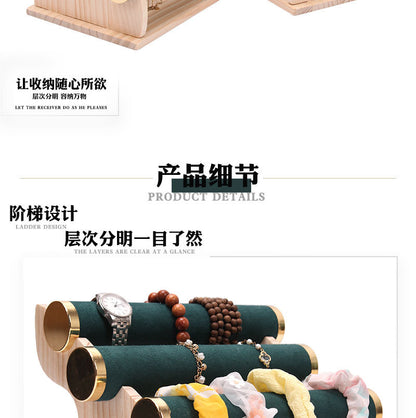 Solid Wood Gold Bracelet Bracelet Display Stand Watch Head Flower Hair Band Necklace Jewelry Storage Rack Live Broadcast Display Props