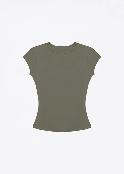 Spot Tankair Sexy Skin-Friendly Nude Elastic Tight Fitness Right Shoulder Small Flying Sleeve T-Shirt Sports Quick-Drying Top