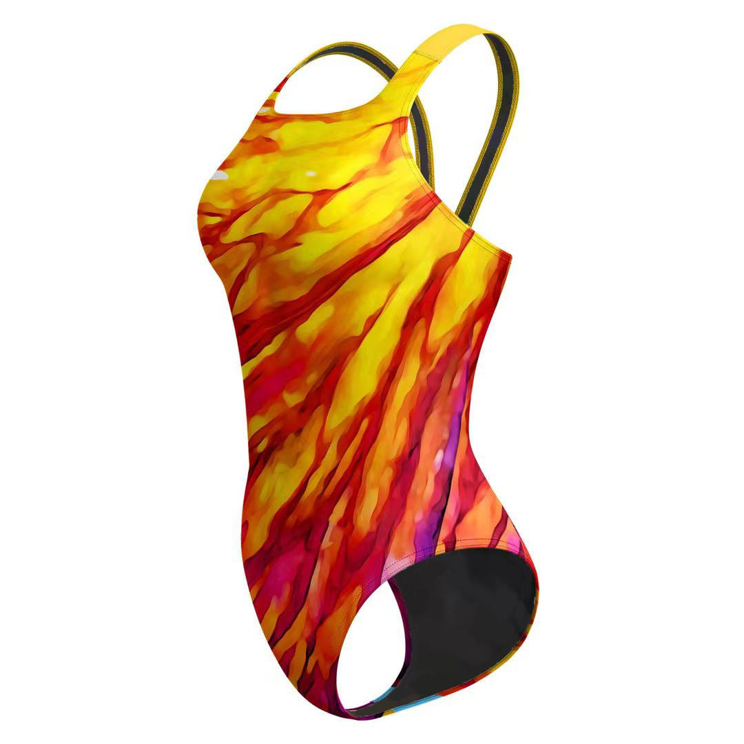 2025 new European and American one-piece bikini cross-border digital printed swimsuit AliExpress tight racing swimsuit for women