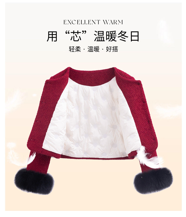 2024 Winter New Style Liner White Duck Down Jacket Real Hair Chanel Style suit Women's Light Luxury Socialite Skirt Two-piece Set