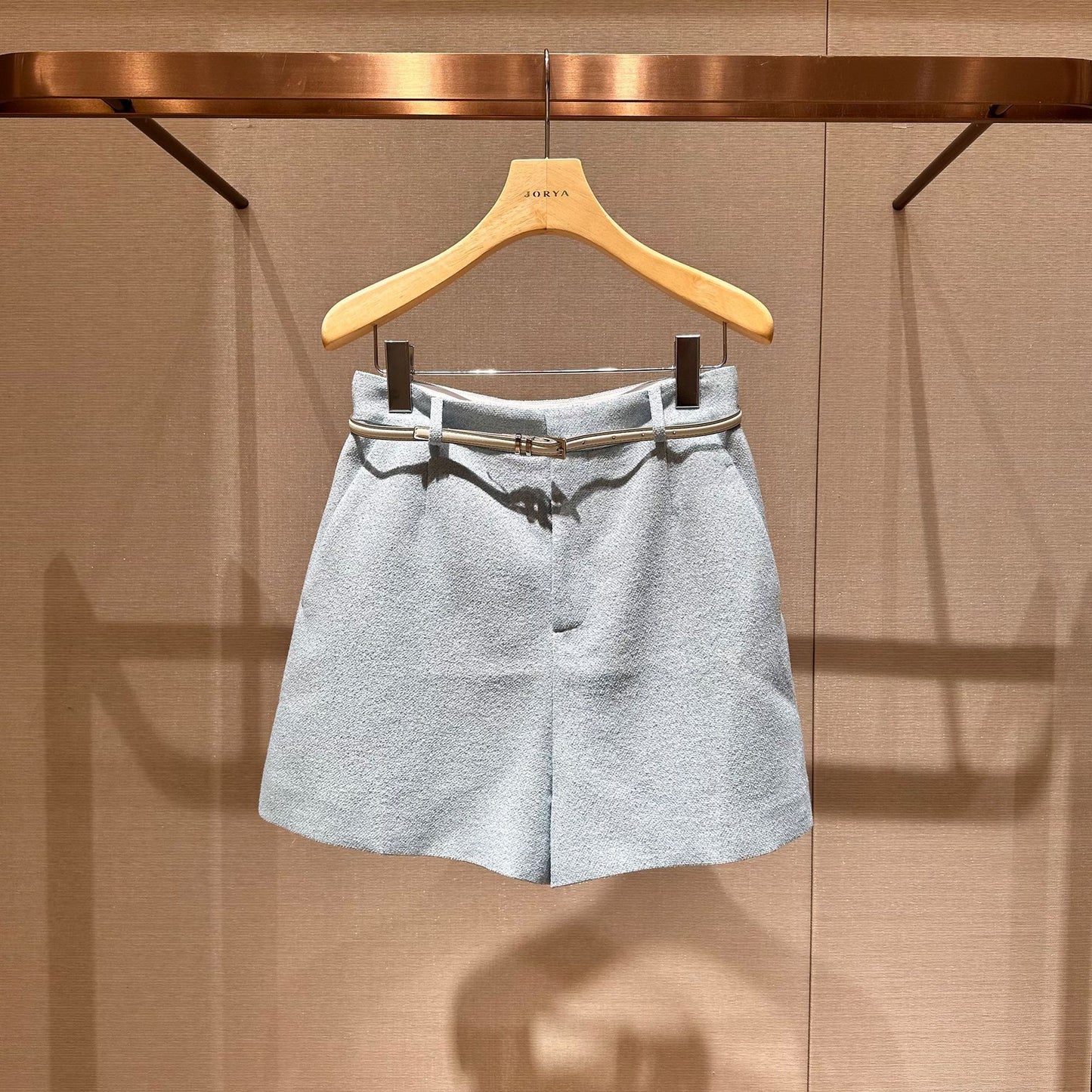 Spring Natural Waist Belt Wool Loose Slimming Wide Leg Casual Pants Shorts Women's R103503C