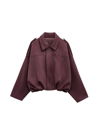 European and American Cross-Border Women's Clothing 2025 Early Spring New Fashion Suede Casual Style Versatile Casual Simple Aviator Jacket