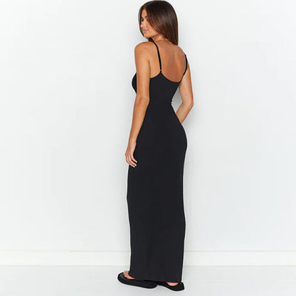 Source Factory Amazon Summer New Women's Dress European and American Solid Color Dress Comfortable Casual Sling dress