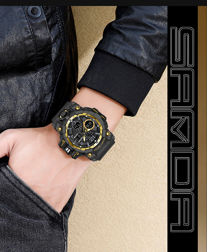 Sanda Hot-Selling Watch Korean Version Student Party Multi-Functional Waterproof Alarm Clock Electronic Watch Cool Dual Display Luminous Sports Watch