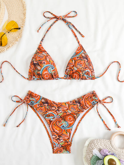 European and American Bikini Split Swimsuit Women's Two-Piece Sexy Backless suit Swimsuit Beach Gathering Conservative Belly Covering