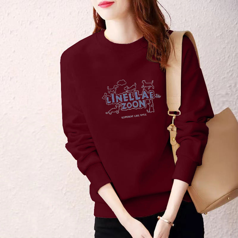Heavy-weight Crewneck Sweatshirt Women's Autumn and Winter New Casual Women's Long Sleeve Upper Slight Fat Slimming plus size Belly Covering Hooded Jacket