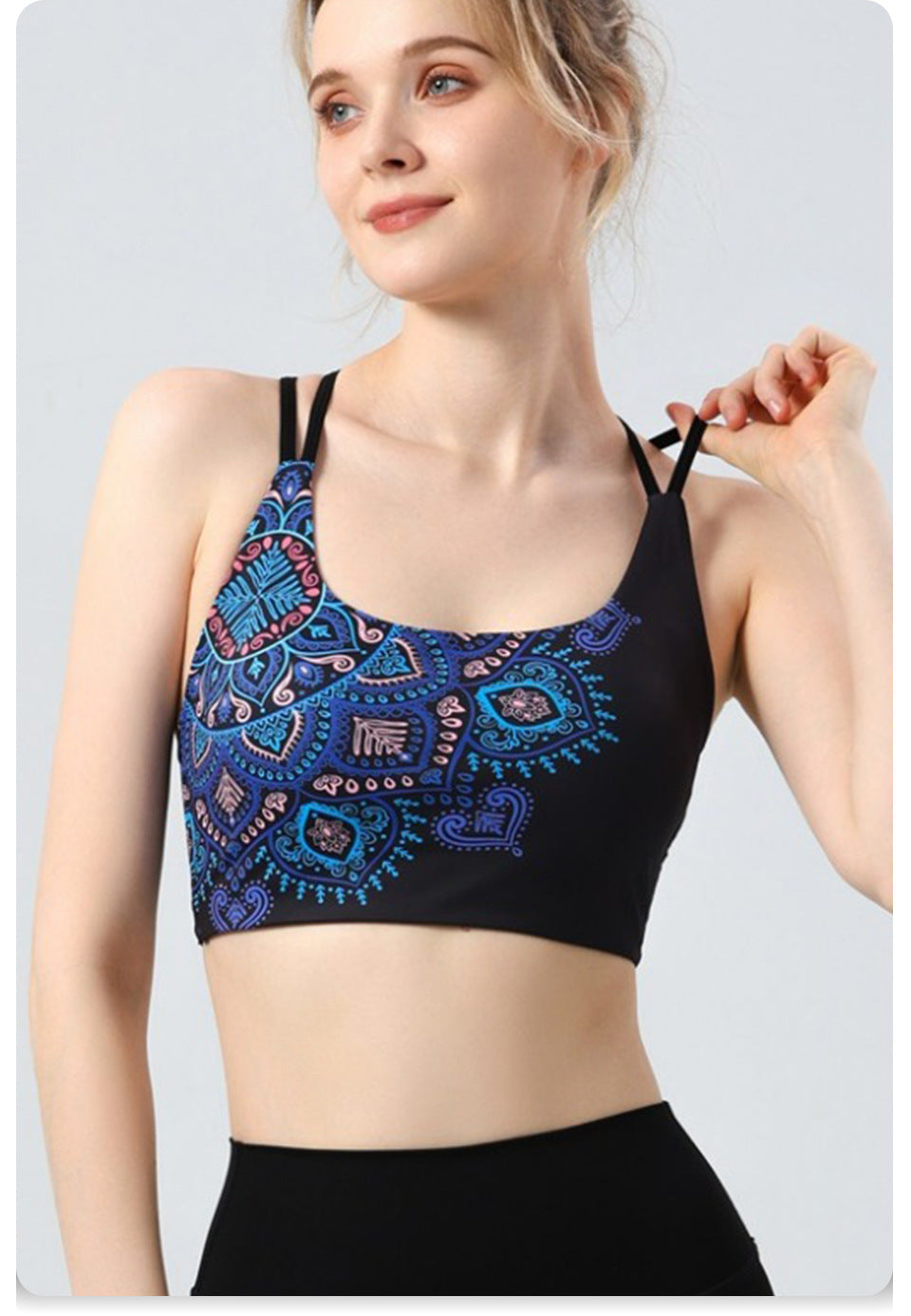 European and American Foreign Trade Cross-border Fashion Flower Beauty Vest Yoga Clothing suit Sports Underwear Bra Fitness Pants Bra Gather