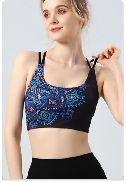 European and American Foreign Trade Cross-border Fashion Flower Beauty Vest Yoga Clothing suit Sports Underwear Bra Fitness Pants Bra Gather