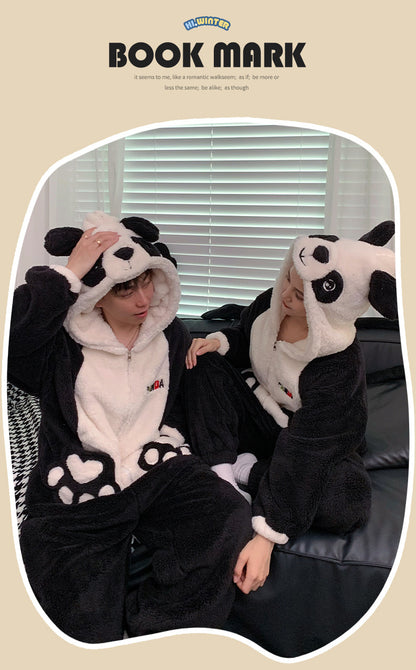 Kigurumi Adults Winter Sleepwear Women Men Pajamas Animal Onesie Thicken Couples Pijamas Cartoon Night Wears For Women Homewear