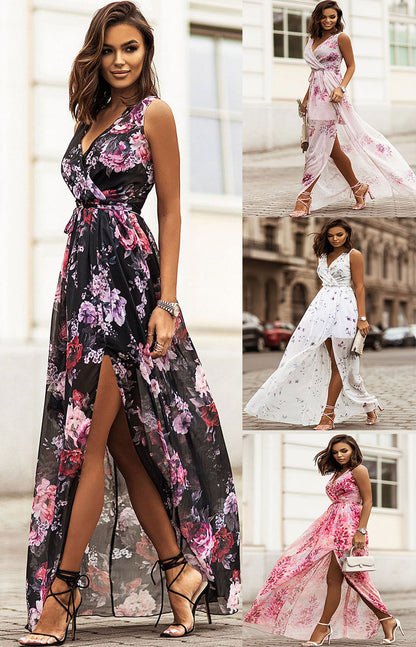 Dress Summer 2023 New Independent Station Wish Amazon Chiffon Print Strap Skirt Foreign Trade Women's Skirt