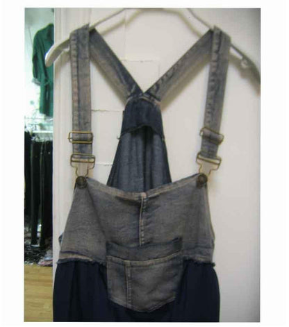 2024 Summer New Korean Style plus size Loose Fashionable Casual Denim Stitching Chiffon Strap Denim dress Women