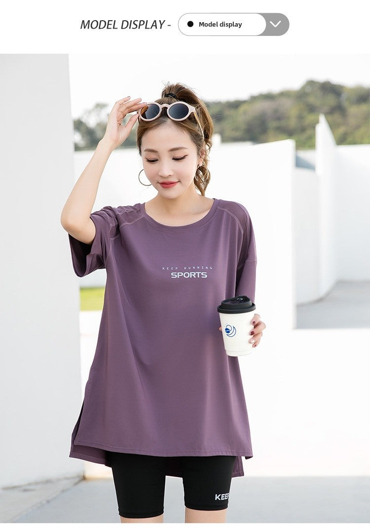 Sports suit Women's Yoga Fitness Clothes Running Gym Summer Breathable plus size chubby girl Belly Covering Slim Loose