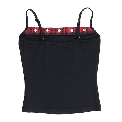 AltGoth Y2k E-girl Vintage Camis Women Mall Gothic Cyber Punk Emo Alt Grunge Hotsweet Plaid Pentagram Patchwork Crop Tank Tops