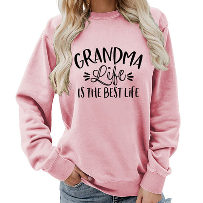 grandma Printed Round Neck Women's Top Sweatshirt Foreign Trade Supply Autumn and Winter Coat Casual Loose European Size