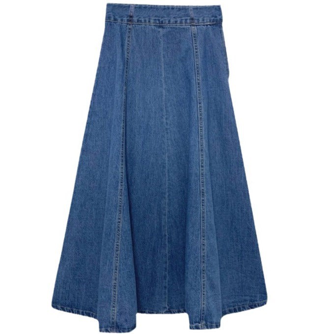 Denim Mid-length Skirt Women's Spring and Autumn High Waist 200 Jin Mid-length Skirt Student Korean-style ins Large Size Loose Denim Skirt