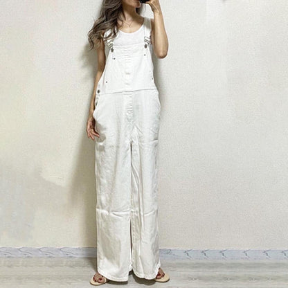 In-Stock Japanese and Korean Style Fashionable Backless Slimming Overalls 2026 Summer New Patchwork High-Waisted Sleeveless Jumpsuit for Women