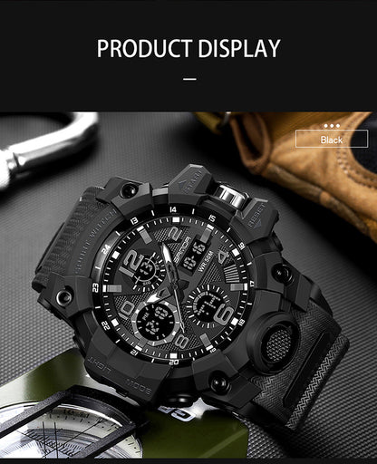 Sanda Hot-Selling Watch Korean Version Student Party Multi-Functional Waterproof Alarm Clock Electronic Watch Cool Dual Display Luminous Sports Watch