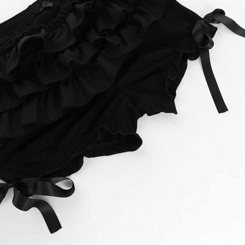 AltGoth Mall Goth Hotsweet Shorts Women Aesthetic Y2k E-girl Cute Sweet Fairycore Grunge Lace Bow Patchwork High Waist Shorts